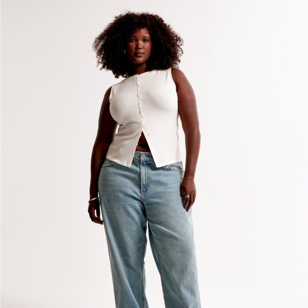 Wide Rib Button-Through Slash Top - Picture 2 of 6